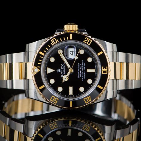 rolex submariner half gold black dial price|Rolex Submariner date price new.